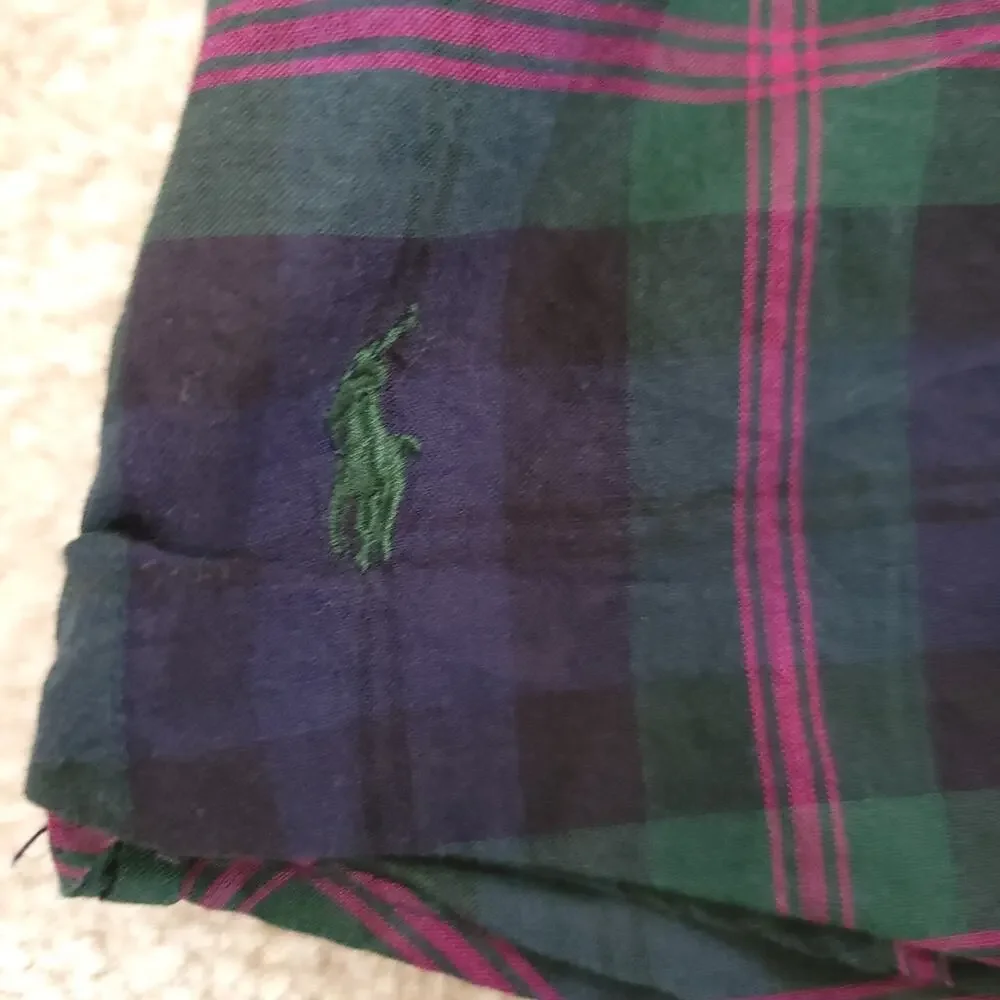 Ralph Lauren Shirt Girls 5 Cotton Plaid Puff Shoulder Pintuck Ruffle Button